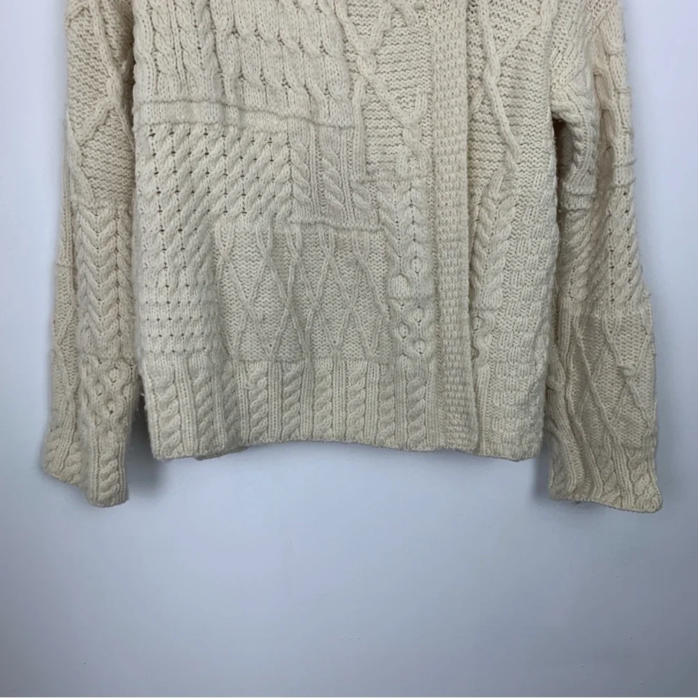 Carraig Donn Irish Chunky Collared Aran Cable Knit Sweater - Picture 6 of 12